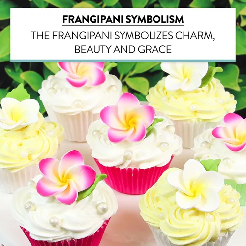 Miniatura 5 de Global Sugar Art Tropical Frangipani Plumeria - Flores comestibles de azúcar, para pastel de boda y cupcakes con hojas, 24 unidades por cuenta
