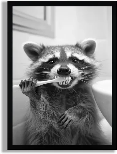Miniatura 20 de SYWENNOI Arte de Pared en Lienzo Enmarcado en Blanco y Negro para Baño, Divertido Gato Negro Sentado en el Inodoro Leyendo Periódico Decoración