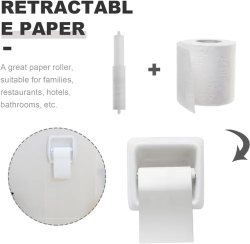Miniatura 3 de EXCEART Paquete de 2 soportes universales para rollo de papel higiénico, eje retráctil con resorte para baño, hogar, hotel, caravana, oficina, uso