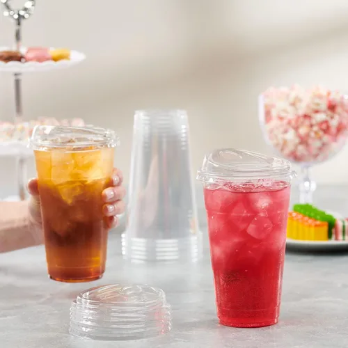 Miniatura 6 de Comfy Package - 100 vasos de plástico transparente con tapas sin pajilla, 24 onzas, tazas de café helado desechables con tapas, ideales para bebidas