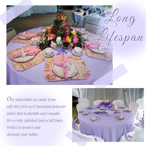 Miniatura 532 de Showgeous Paquete de 4 manteles redondos color rosa intenso de 120 pulgadas de poliéster para mesas redondas, manteles de tela decorativa lavable