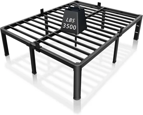 Miniatura 10 de ROIL Marcos de cama de 14 pulgadas con cabecera, tamaño individual XL, con agujeros para cabecero y patas de esquinas redondas, con sujetadores