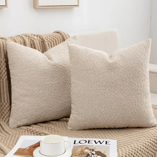 Miniatura 2 de Juego de 2 fundas de almohada neutras para otoño, 18 x 18 pulgadas, color beige, para cama, almohadas decorativas para sofá