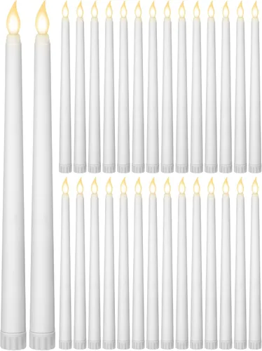Treela 36 velas cónicas sin llama de 11 pulgadas parpadeantes LED falsas que funcionan con pilas, velas falsas eléctricas para Navidad, Halloween,