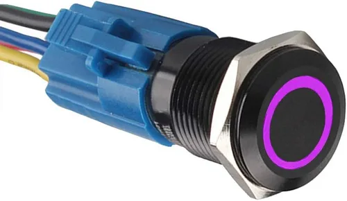 Miniatura 10 de Conexión a corriente con interruptor a botón con luz LED E Support™ de metal con forma ojo de ángel para autos de 16 mm 12V 3A, Verde