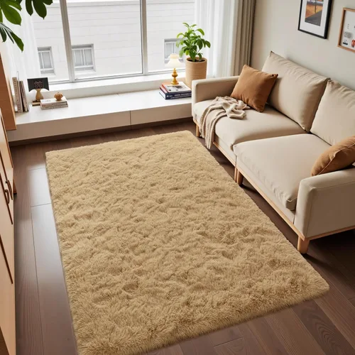 Miniatura 18 de Macgace - Alfombras pequeñas para dormitorio, 2 x 3, beige, antideslizante, alfombra de área, súper suave, de felpa esponjosa, alfombra moderna
