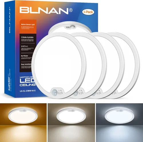 Miniatura 11 de BLNAN Lámpara de techo con sensor de movimiento con cable, 8.7 pulgadas, 3000 K, 4000 K, 5000 K, seleccionable, lámpara LED de montaje empotrado
