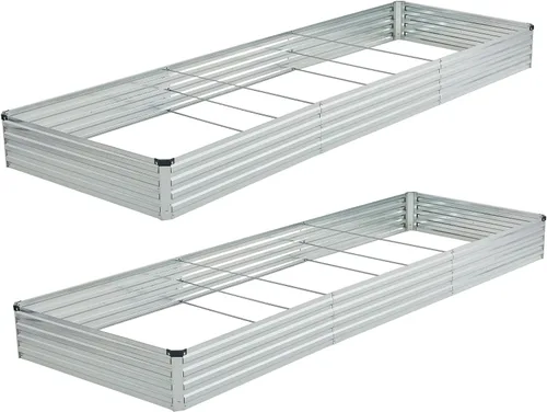 Miniatura 12 de Foxlang 4x3x1 pies (2 paquetes) Cama de jardín elevada galvanizada, juego de jardinera al aire libre de metal para patio, caja de maceta