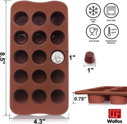 Miniatura 3 de Molde de taza de mantequilla de maní, moldes de bomba grasa, molde de silicona para dulces Walfos - Perfecto para bomba grasa Keto, dulces, 3pcs