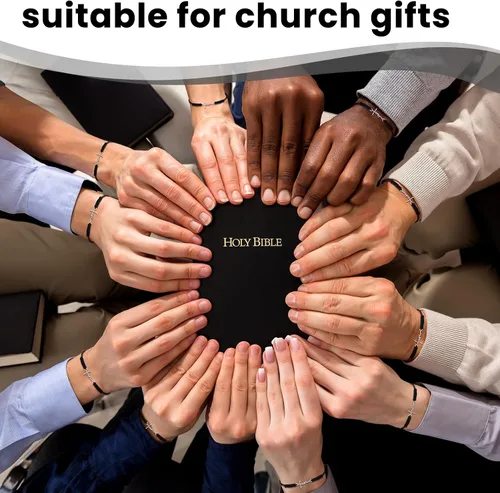 Miniatura 4 de Rtteri 20 Piezas Pulseras de Cruz de Fe Inspiracionales Regalos de Joyería de Cumpleaños a Granel de Acero Inoxidable Dije de Esperanza Pulsera