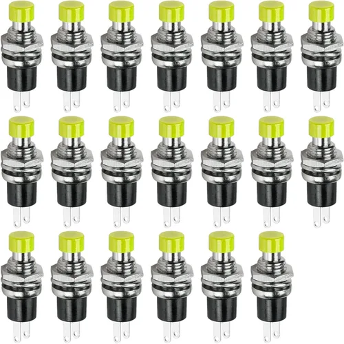Miniatura 8 de Ampper Mini interruptores momentáneos de botón, 2 pines de encendido y apagado 1A, 250 V, CA, 0.276 in, redondo, SPST, interruptor de botón Negro
