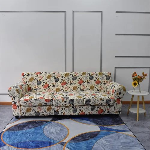 Miniatura 2 de KRFOONN - Fundas elásticas de 4 piezas para sillón y sofá, funda con estampado y 3 fundas independientes para cojines de asiento, lavables, Color01