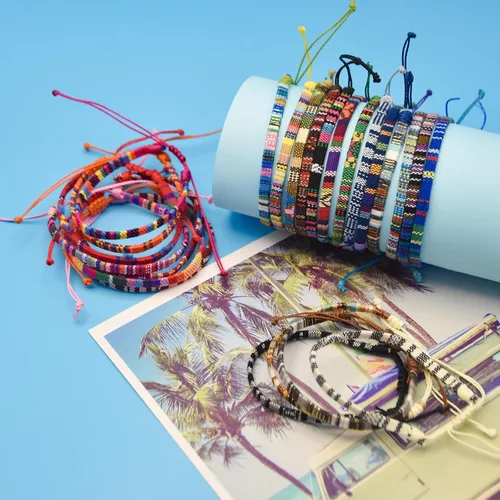 Miniatura 16 de String Boho Bracelet Ankle Adjustable Beaded Anklets,Handmade Surfer Beach Bracelets,Colorful Braided Bracelets String Rope Anklets Bracelets