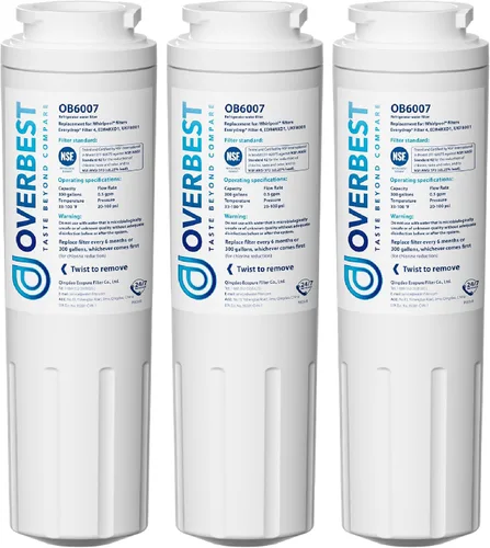 Overbest UKF8001 - Filtro de agua para refrigerador EveryDrop by Whirlpool 4, EDR4RXD1, paquete de 3