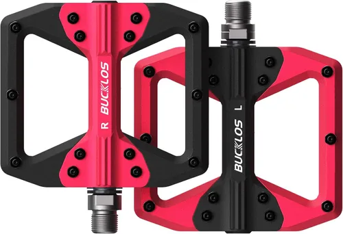 Miniatura 12 de BUCKLOS Pedales planos MTB para bicicleta de montaña, pedales de bicicleta de carretera CNC para adultos con 3 rodamientos, pedal de plataforma