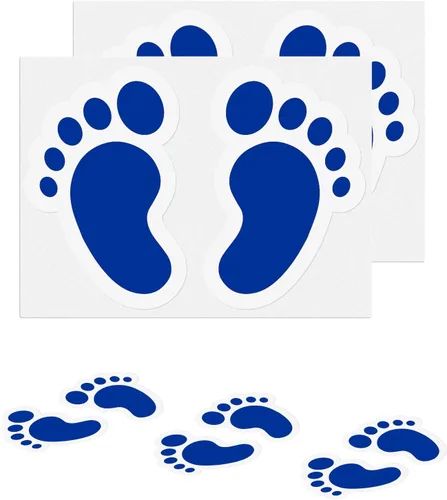 Miniatura 9 de 20 pares de calcomanías de huellas negras de 3 x 7 pulgadas, vinilo autoadhesivo para zapatos, decoración de pies a distancia, impermeable