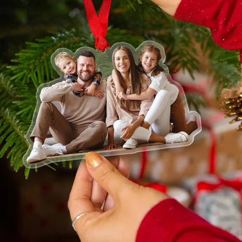 Miniatura 18 de Adorno de cristal con foto personalizada 2026 – Adorno de Navidad familiar personalizado, nombre personalizado, foto, fecha, recuerdo del día