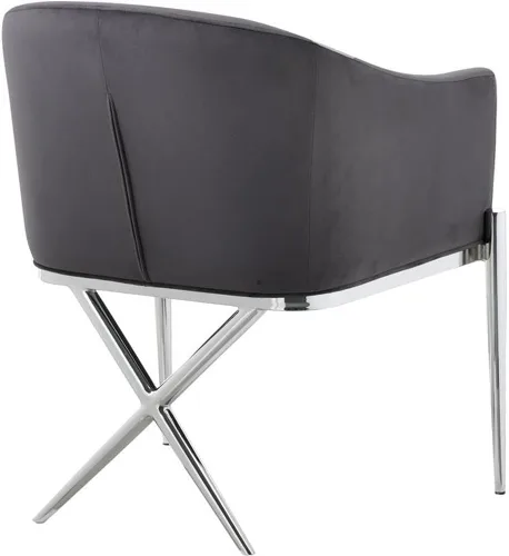 Miniatura 4 de Meridian Furniture Xavier Collection Modern Silla de comedor tapizada de terciopelo contemporáneo con patas de acero resistente en forma de X