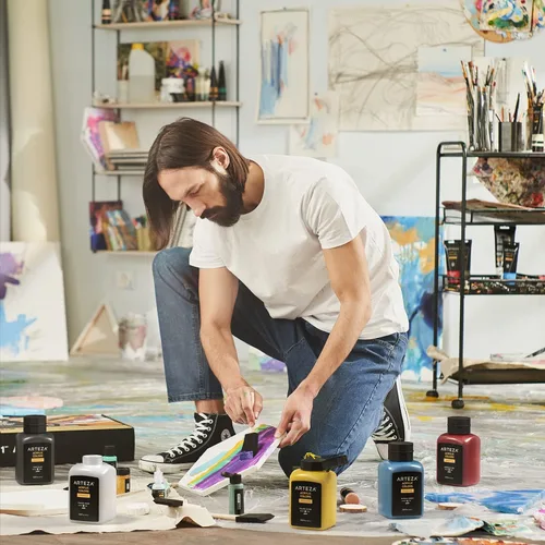 Miniatura 8 de ARTEZA Pintura acrílica, A100 amarillo limón, 33.8 onzas líquidas, tarro de 30.3 fl oz, opaco, de secado rápido, pinturas acrílicas para pintar A503