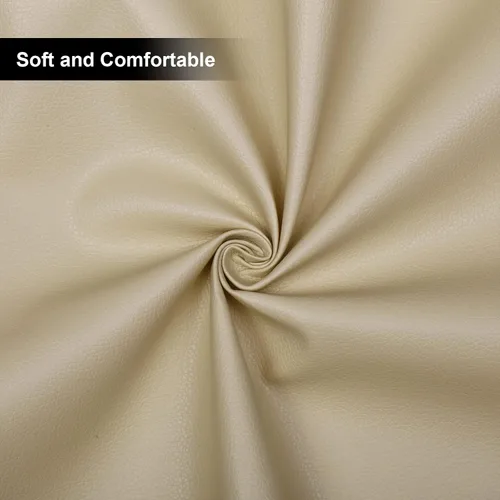 Miniatura 3 de Butarfe Hoja de piel sintética de 2 yardas, 54 x 72 pulgadas, vinilo para tapicería de 1.0mm de grosor, piel sintética suave de PU, beige, Lichee