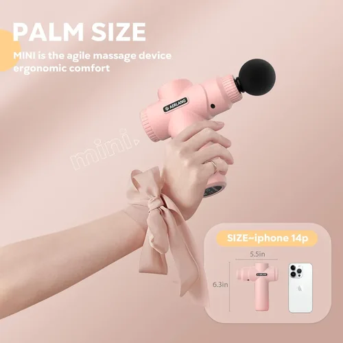 Miniatura 3 de AERLANG Pistola de masaje mini - rosa, pistola de masaje de tejido profundo muscular, masajeador de percusión portátil, masajeador silencioso