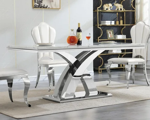 Miniatura 41 de Mesa de comedor de cristal de 51 pulgadas, mesa de comedor para 4-6, mesa de cocina dorada con patas de metal superior de vidrio templado