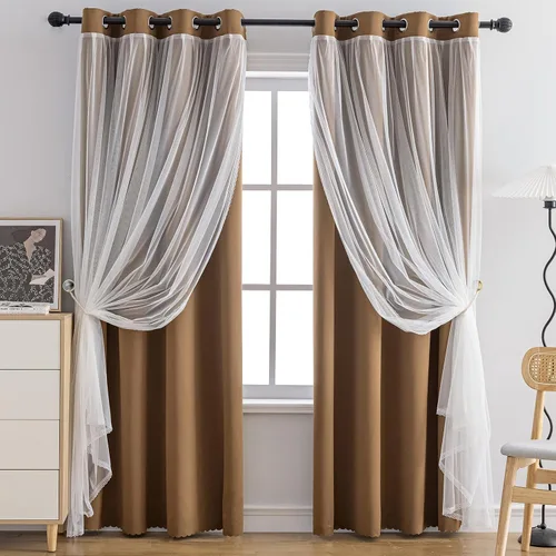 Miniatura 23 de Anytime Cortinas opacas y transparentes para ventana, par de paneles de cortinas lisas con ojales en la parte superior, 35 pulgadas de ancho x 63
