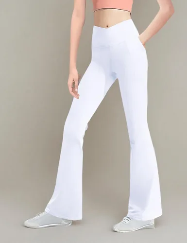 Miniatura 8 de Leggings para niñas, pantalones acampanados cruzados con bolsillos, color negro, suaves, elásticos, de cintura alta, para niños, yoga, danza