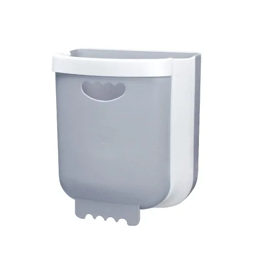 Miniatura 6 de Papelera colgante para puerta de armario de cocina, papelera plegable para cocina, dormitorio, baño y automóvil (2.4 galones, blanco)