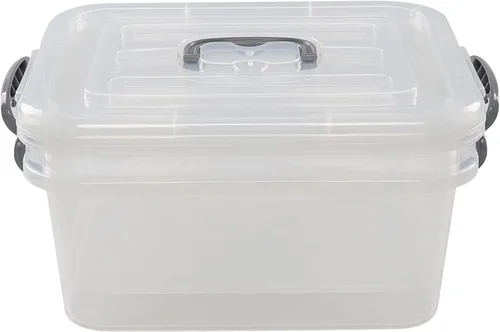 Caja de almacenamiento transparente de plástico de 8 L, 2 cajas de cierre de almacenamiento con tapa