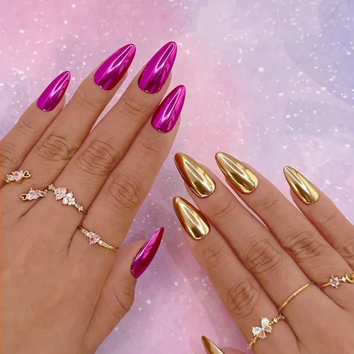 Miniatura 4 de Polvo de uñas cromado cromado diario (rosa fucsia) 0.04 oz, polvo de inmersión metálico para arte de uñas, manicura de efecto espejo, manicura