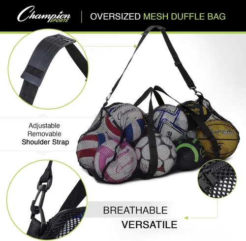 Miniatura 3 de Champion Sports Bolsa de lona de malla con cremallera y correa de hombro ajustable, 15 x 36 pulgadas, multiusos, bolsa de gimnasio de gran