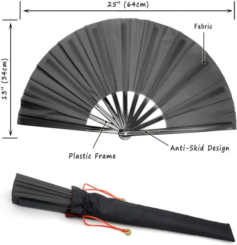 Miniatura 3 de Zolee Ventilador grande para baile de línea - Ventilador de mano plegable de botas en el suelo - Ventilador de mano plegable chino de Tai Chi Kung