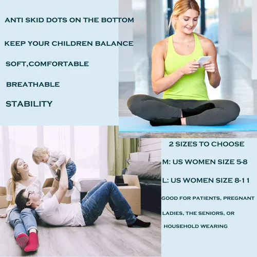 Miniatura 3 de ELUTONG Calcetines antideslizantes para yoga pilates 4 pares de calcetines adhesivos de ballet entrenamiento hospital para mujer
