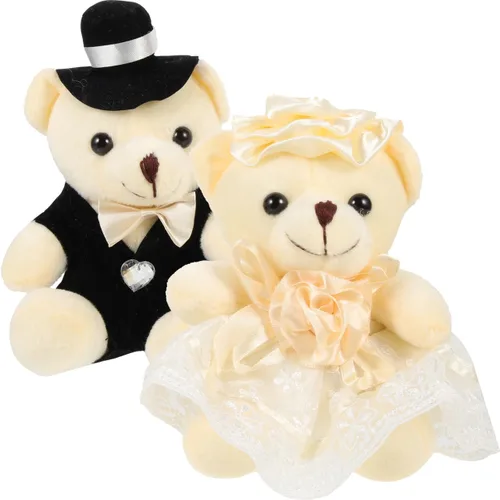 2 adornos de oso de boda, adorables osos de peluche para novia y novio, perfectos para decoración de bodas, día de San Valentín, oficina en casa y