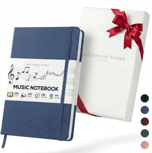Miniatura 15 de Libro de notas en blanco para partituras de Beechmore Books – A4 8.5x11.5 para compositores, músicos y cantantes, 156 páginas gruesas de 120 g/m²