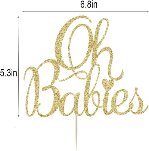 Miniatura 2 de Oh Babies - Decoración para tartas para gemelos, baby shower, revelación de género para niños y niñas, bebés de 6 meses, suministros de decoración