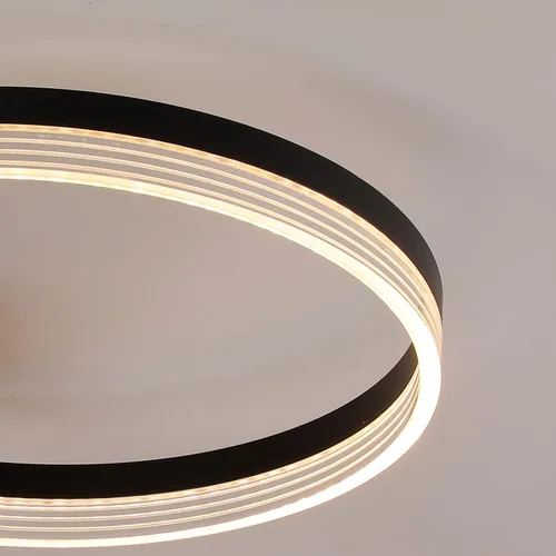 Miniatura 9 de Lámpara de techo moderna, 3 anillos LED negros cerca del techo, lámpara de techo acrílica regulable de 56 W, lámpara de techo para sala de estar