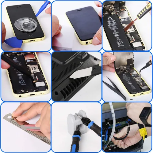 Miniatura 6 de Kaisi Kit de herramientas de reparación electrónica 136 en 1, juego de destornilladores de precisión profesional, kit de unidad magnética con bolsa