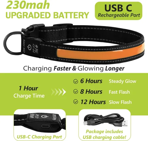 Miniatura 3 de Collares de perro iluminados recargables, collar de perro que brilla en la oscuridad, impermeable, collares de perro con luces LED intermitentes
