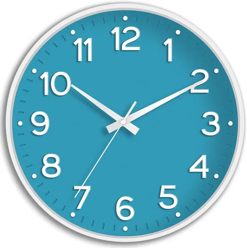 Miniatura 11 de Roymnie Reloj de pared verde, 10 pulgadas, silencioso, funciona con pilas, moderno reloj analógico sin tictac, decorativo para cocina, dormitorio