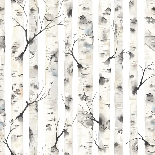 VEELIKE Papel tapiz de abedul para despegar y pegar, papel de contacto moderno de abedul para dormitorio, baño, 17.7 x 118 pulgadas, extraíble,