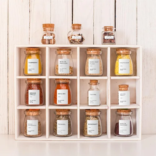 Miniatura 7 de Hybsk Etiquetas de despensa de cocina para tarros de especias con 112 etiquetas de especias impresas y 48 etiquetas de despensa para tarros