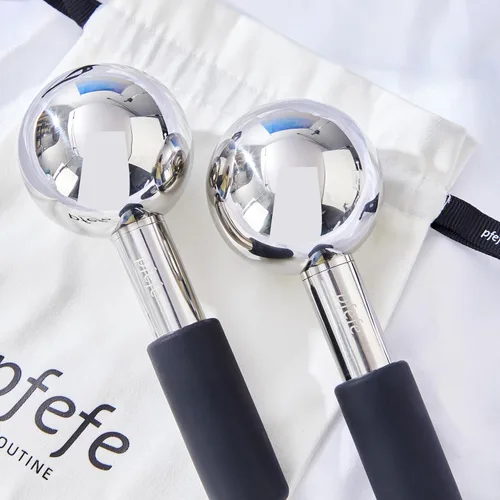 Miniatura 6 de Pfefe Globos de hielo giratorios de 360 grados para cara y ojos, varillas de acero inoxidable irrompibles para rutinas de belleza, tratamientos Negro