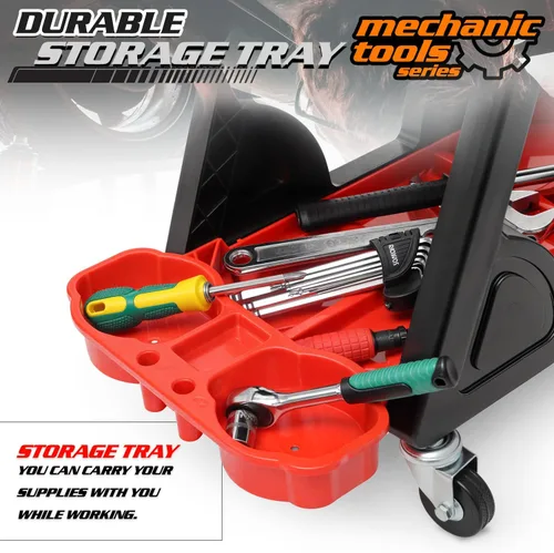 Miniatura 6 de M-AUTO Taburete mecánico Asiento de detalle Asiento móvil utilitario rodante con ruedas giratorias bloqueables, capacidad de 300LBS Asiento rodante