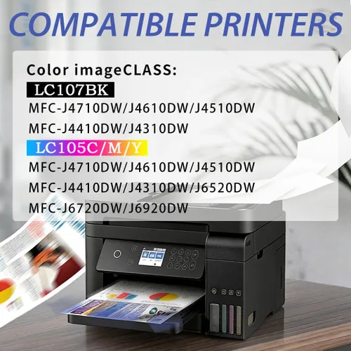 Miniatura 3 de Cartucho de tinta compatible LC107 LC105 de repuesto para Brother LC107XXL LC105 XXL LC105CL LC107BK para impresora MFC-J4310DW MFC-J4410DW