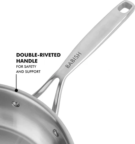 Miniatura 3 de Babish Sartén de Acero Inoxidable de Tres Capas de 10 Pulgadas – Sartén Profesional para Sellar, Saltear y Cocinar Cotidianamente