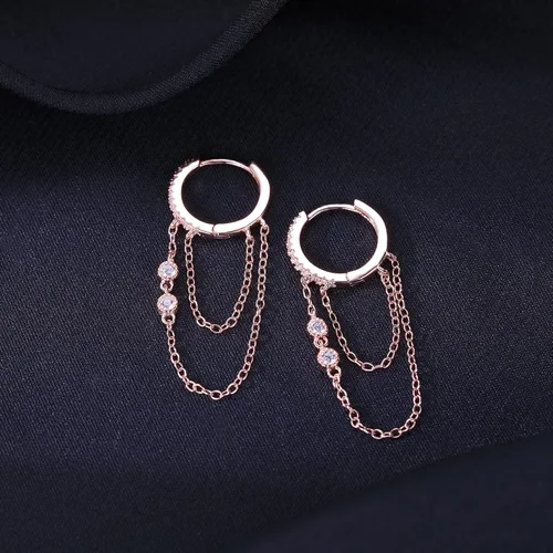 Miniatura 5 de Reffeer Aretes colgantes de cadena de plata de ley 925 para mujeres, adolescentes y niñas