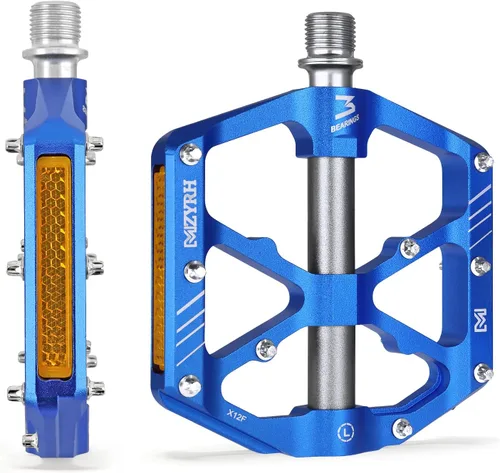 MZYRH Pedales de plataforma para bicicleta de montaña con 3 rodamientos, aleación plana de 9/16 pulgadas, pedales antideslizantes para bicicleta