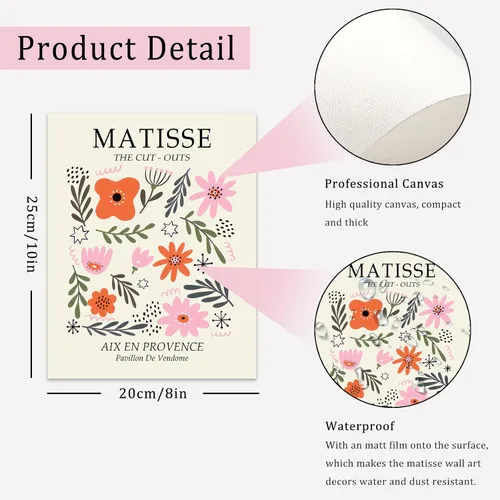 Miniatura 7 de RETRART Flower Market - Arte de pared, pósteres de Matisse e imágenes de flores, juego de impresión abstracta para dormitorio y sala de estar, 8 x